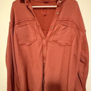 Aerie Terracotta Waffle Knit Top